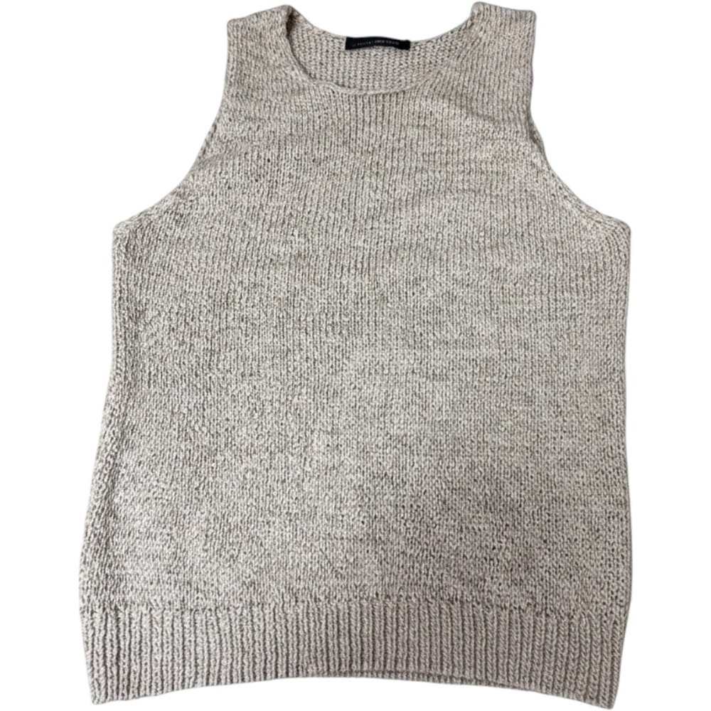 Zara Beige Knit Tank Top Sleeveless Sweater Vest Cotton Blend Large 2893/227/718